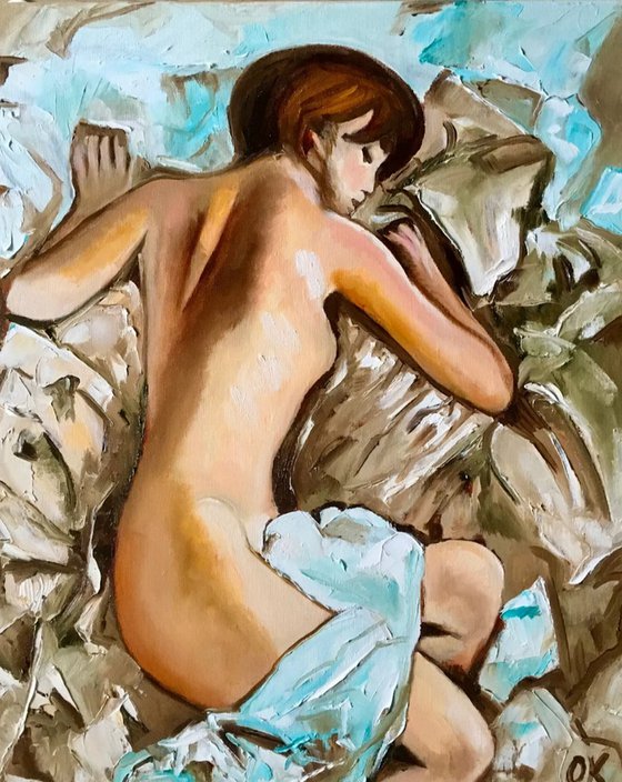 Nude. Dreaming girl