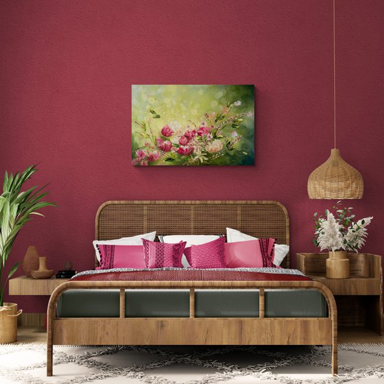 La vie en rose  ( large floral painting )