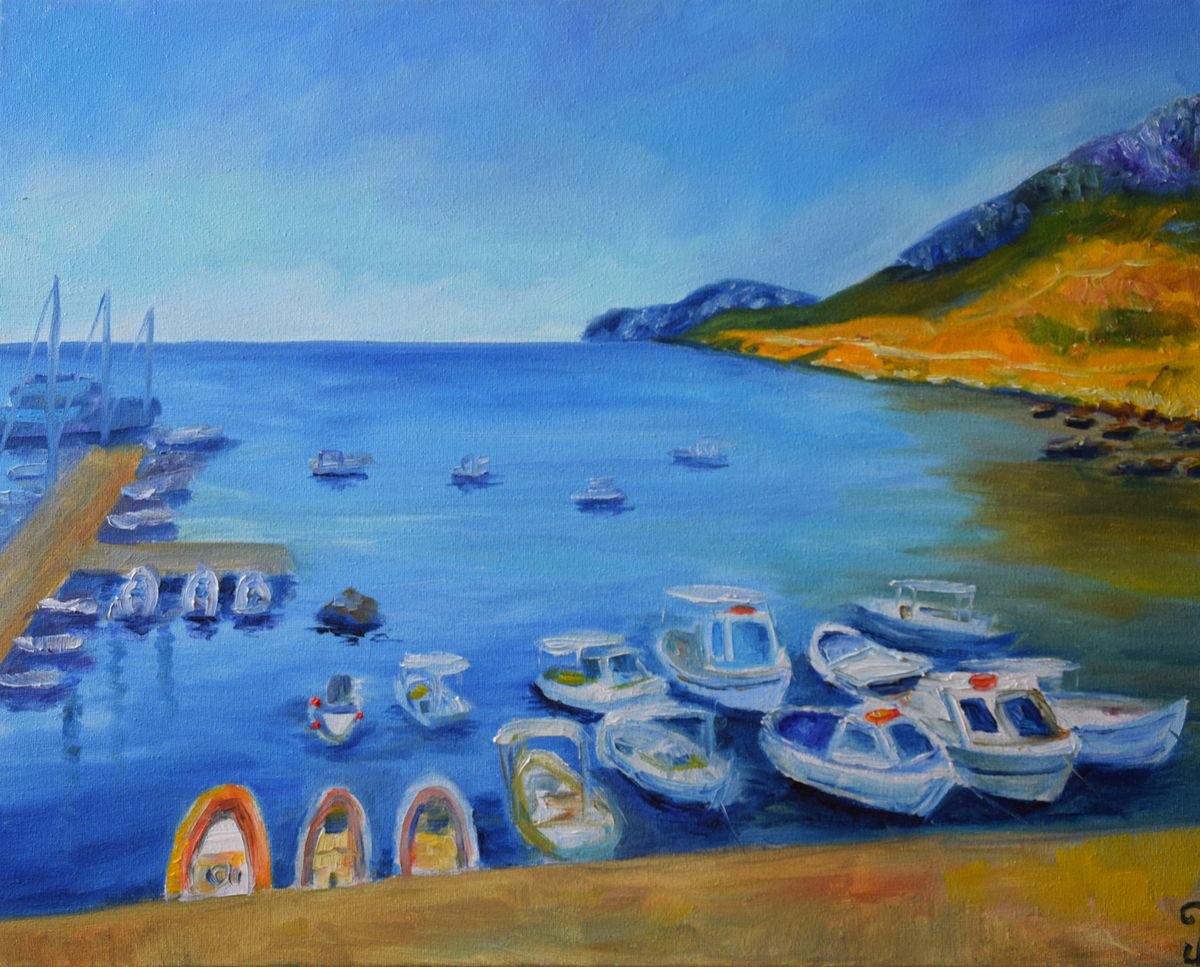 Oil painting Italian Island Marettimo by Kate Grishakova