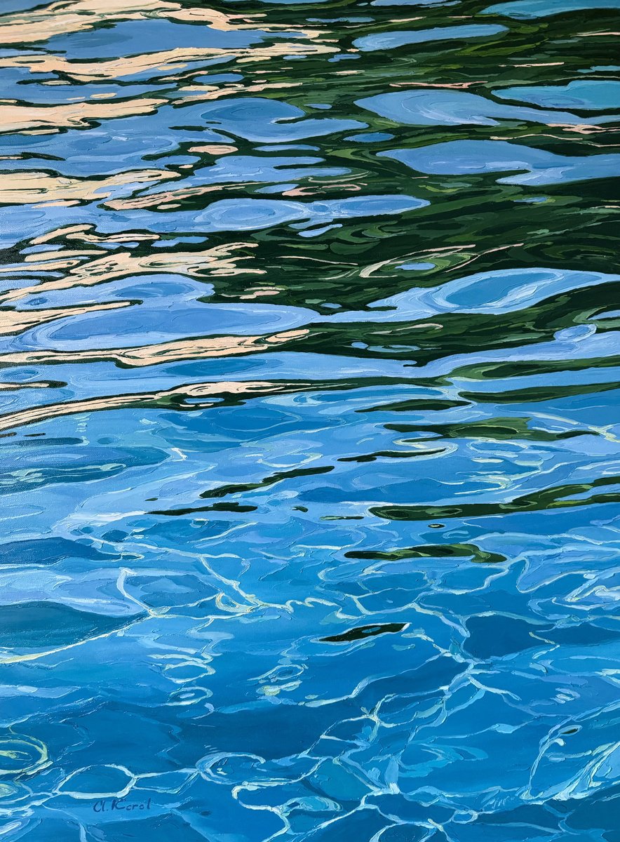 Photorealistic Landscape Oil Painting By Ulyana Korol, 24 X 31", Azure Serenity, Original Artwork