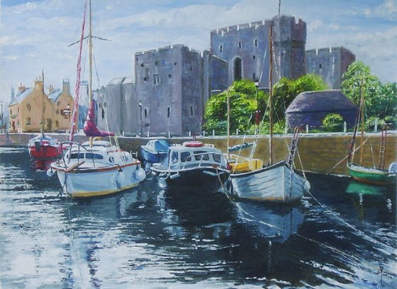 Boats and Castle, Castletown - Isle of Man