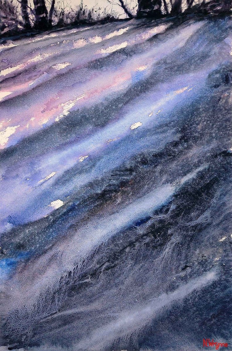 Impressionistic Abstract Watercolour By Neil Wrynne, 15 X 22", Evening Died Away, Original Artwork