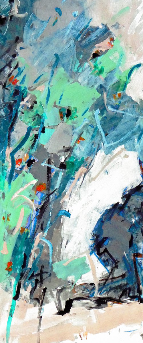 Out In The Garden In The Rain : Abstract by Irene Wilkes