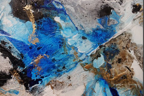 Coastal Grunge 250cm x 150cm Blue Rust Black Abstract Art