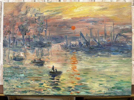 Remastering Impression rework, oil painting 64x46cm, Homage to Monet Painting