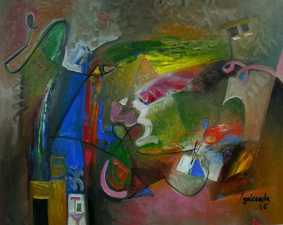Abstract Oil Painting By Constantin Galceava, 20 X 16, A Ray Of Hope, Original Artwork