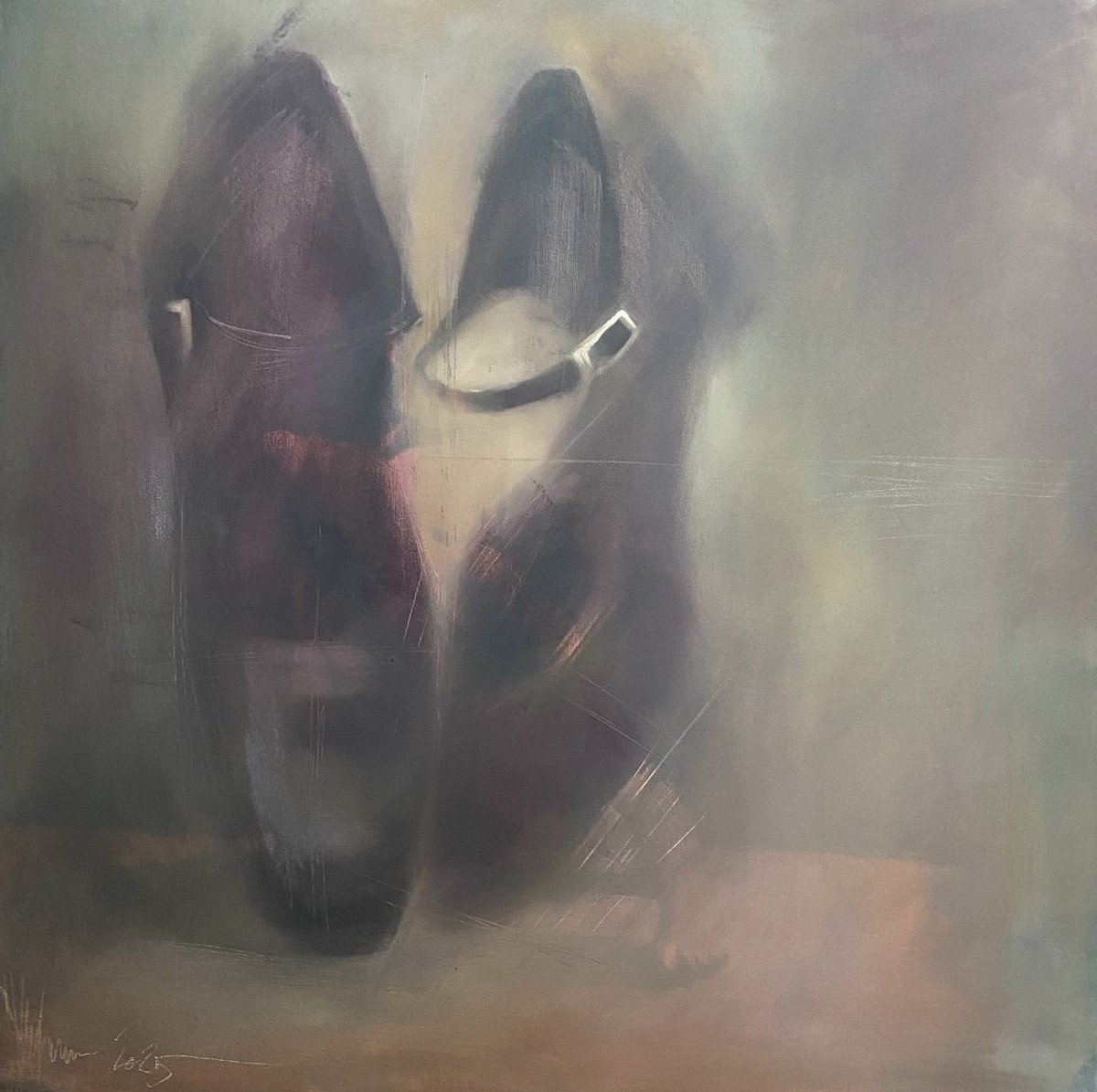 Impressionistic Still Life Oil Painting By Igor Shulman, 24 X 24, Shoe Dreams 2., Original Artwork