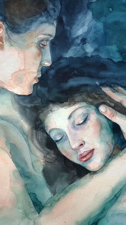 Moon Lovers by Olga Beliaeva Watercolour