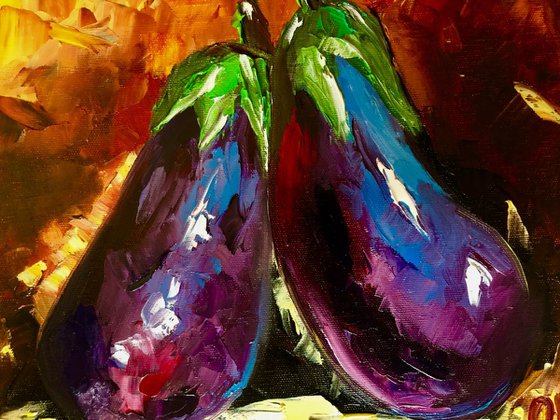 Aubergines. Still life.