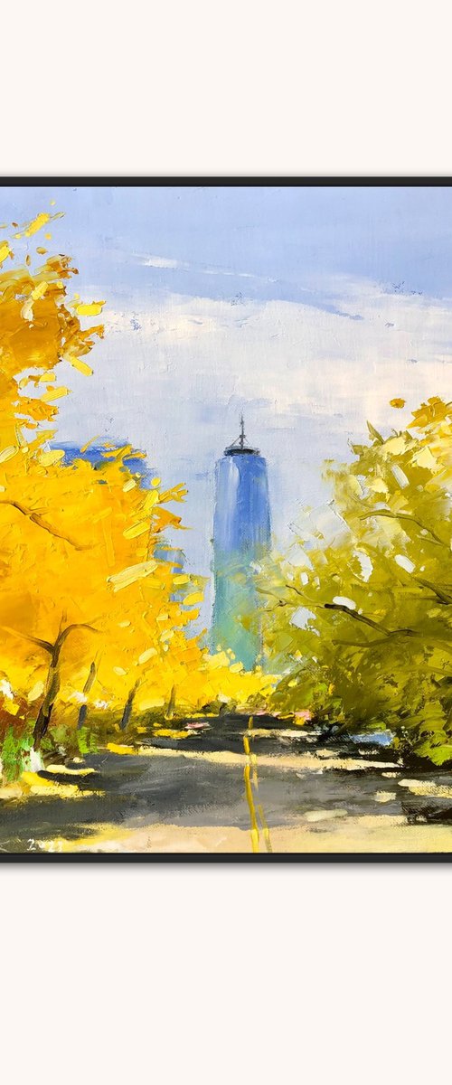 New York painting, fall in NY , gift art by Volodymyr Smoliak
