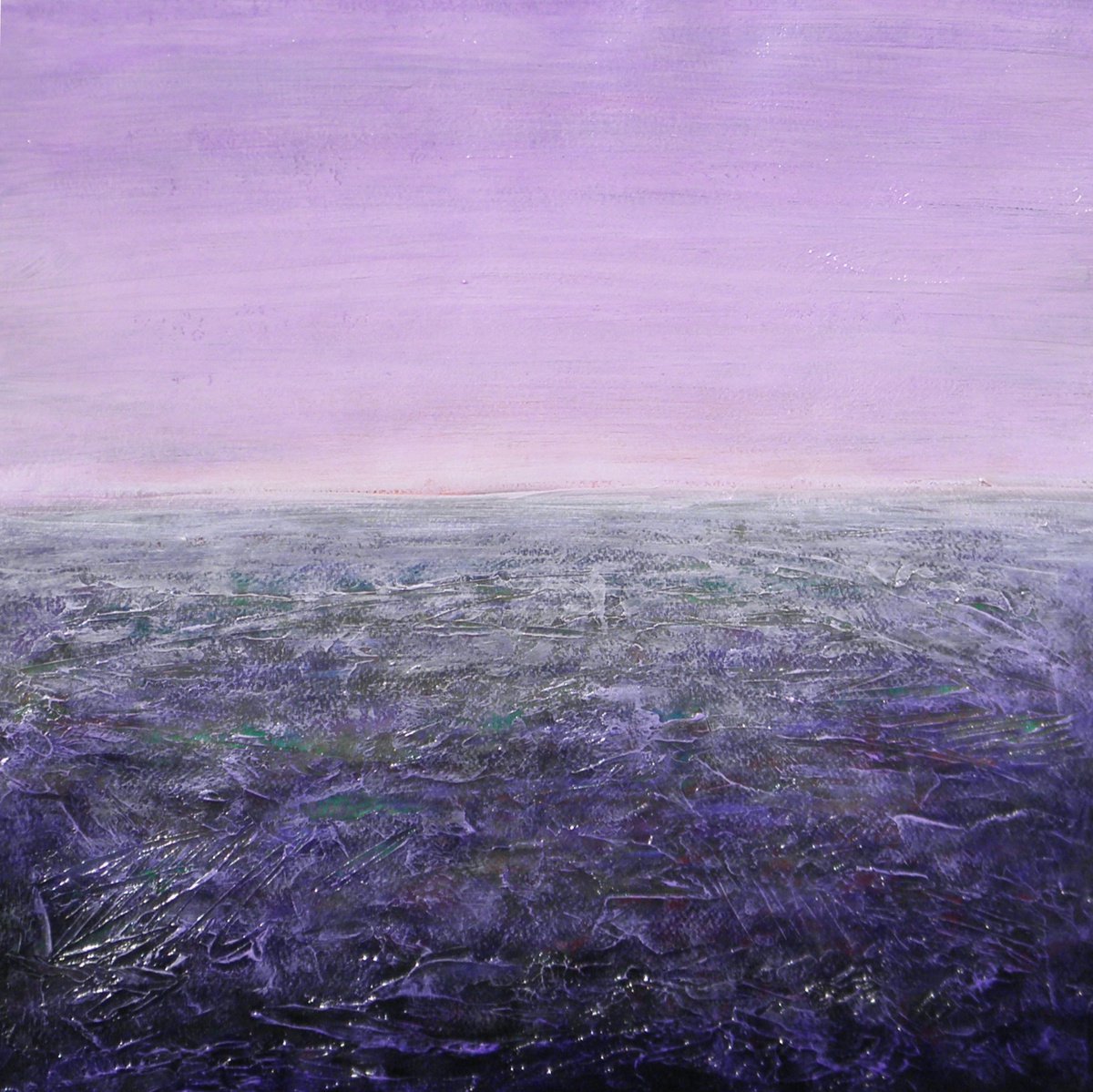 Abstract Landscape Acrylic Painting By Fabienne Monestier, 18 X 18, Mauve And Violet, Original Artwork