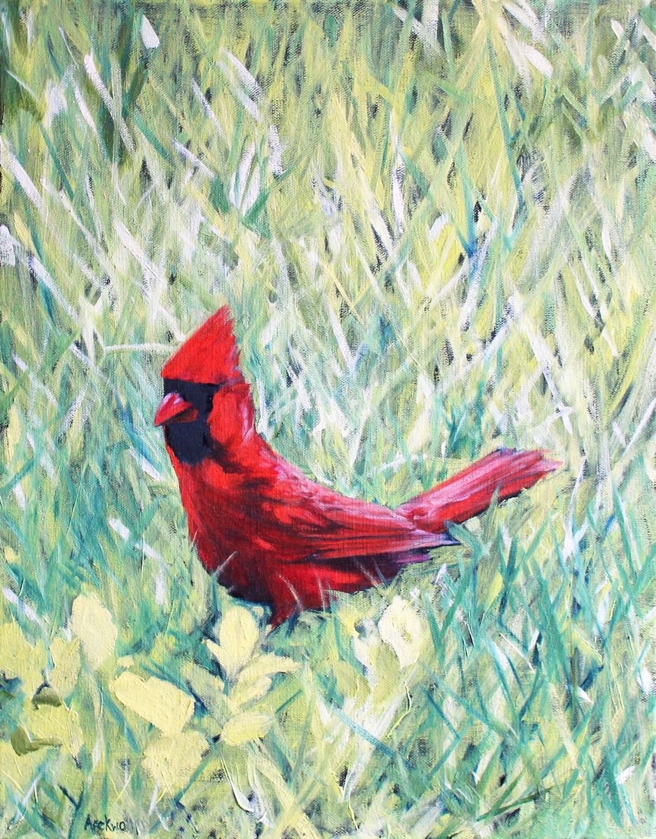 Impressionistic Animal Oil Painting By Afekwo, 12 X 15, Red, Original Artwork