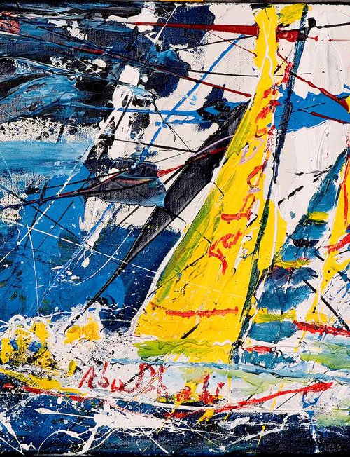 SAILING - 35 x 65 cm - 13.78"x 25.59" - painting Oswin Gesselli by Oswin Gesselli