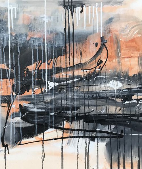 Landscape black, white, burned Siena by Tiny de Bruin