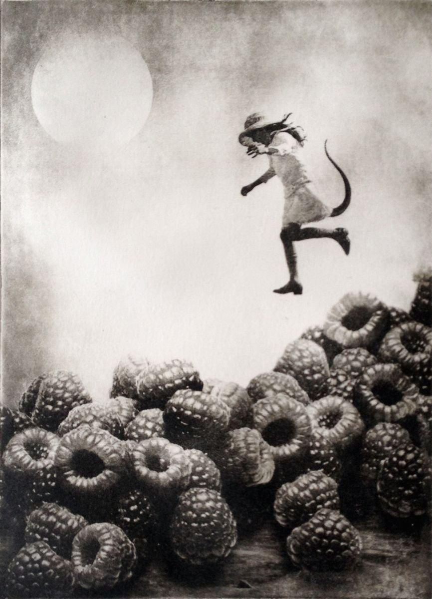 Landscape Etchings & Engravings By Jaco Putker, 8 X 11, The Girl And The Berries, Original Artwork