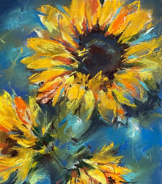 Sunflowers Soft Pastels Drawing