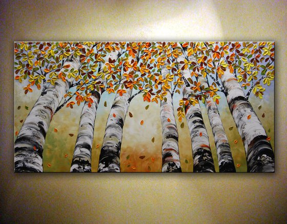 Looking Up - Large Original Birch Trees Painting