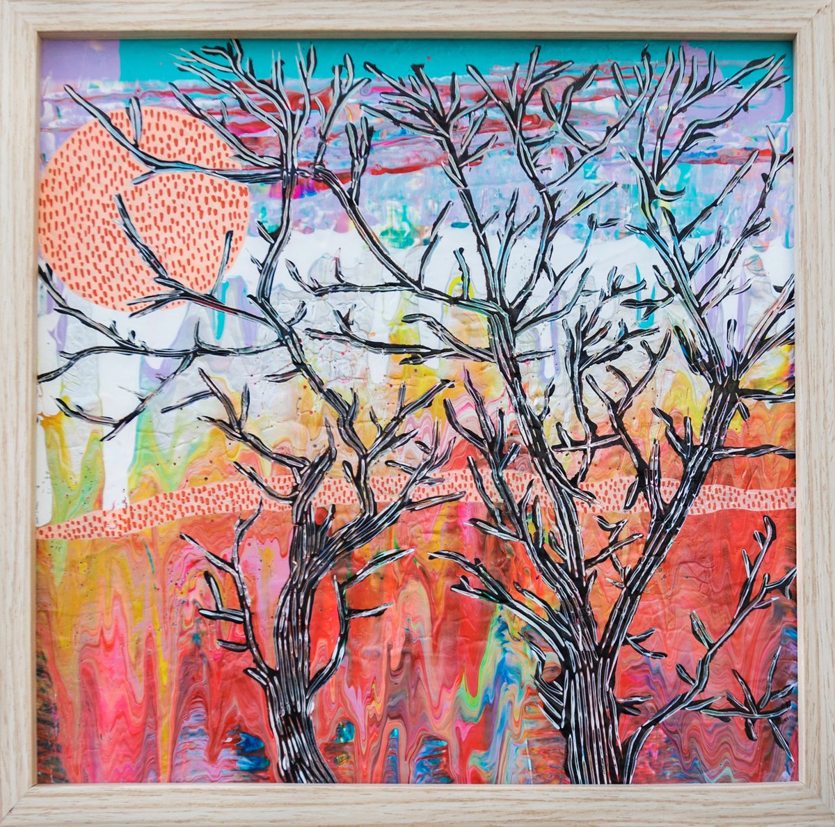 Organic Landscape Acrylic Painting By Ariadna De Raadt, 13 X 13, ?arved Landscape 7, Original Artwork