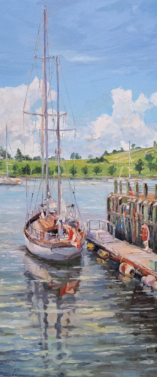 Mooring line  (18x24x0.7"), original, one of a kind, oil on canvas painting by Alexander Koltakov