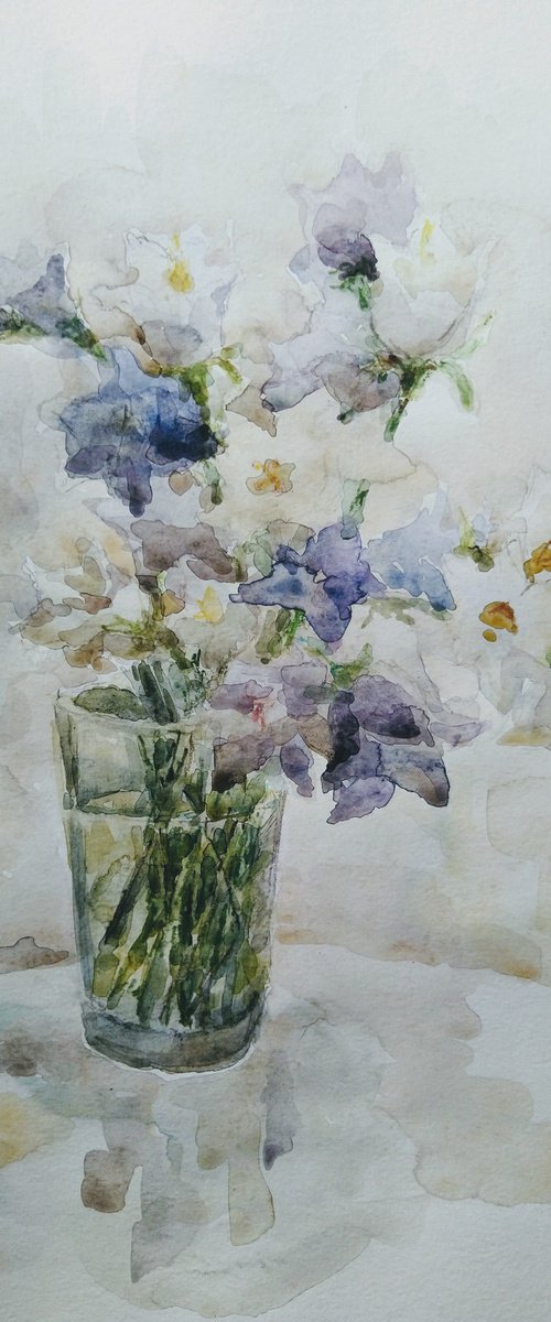 Bouquet of bluebells. Original watercolour painting. by Elena Klyan