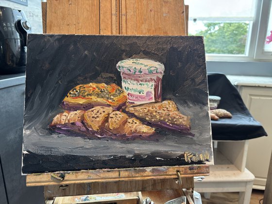 French Breakfast with Jam Still Life
