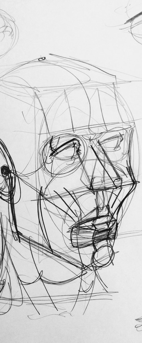 Abstract portrait 2020-2021. Original pencil drawing by Yury Klyan