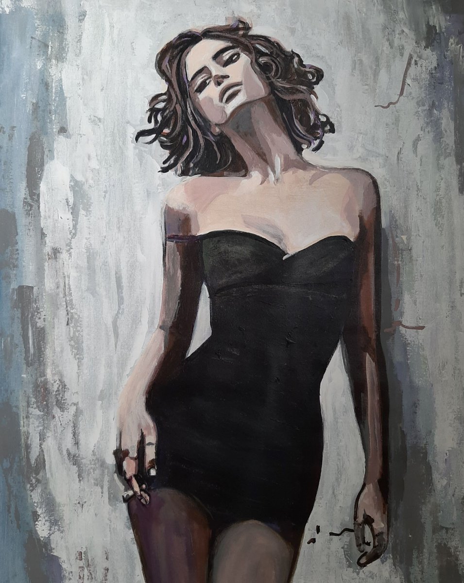 Lady in black dress / 83 x 64 x 3 cm by Alexandra Djokic