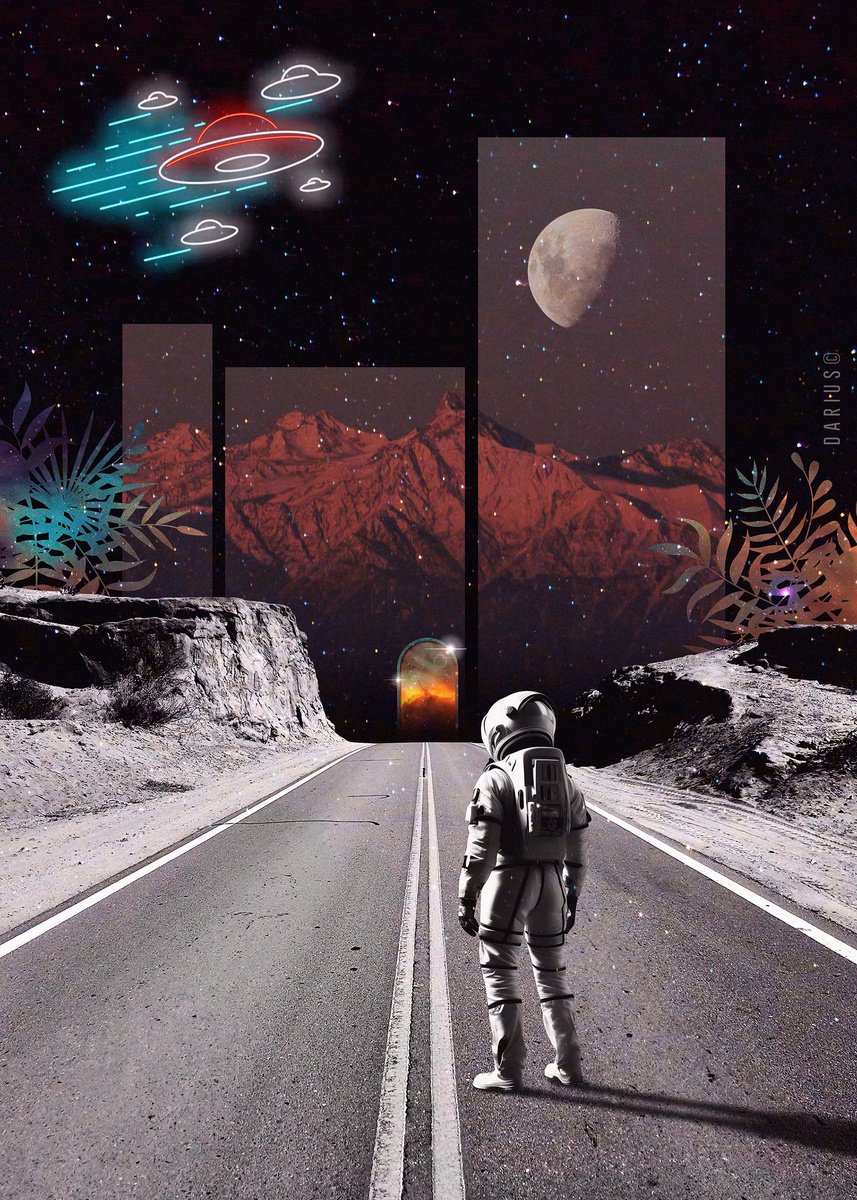 Surrealistic Abstract Giclee Print By Darius Comi, 12 X 18, Life On Mars, Original Artwork