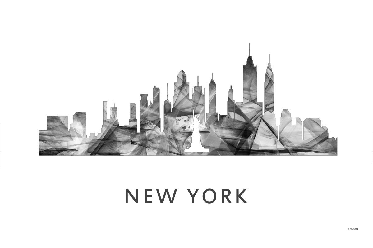 New York City New York Skyline WB BW by Marlene Watson