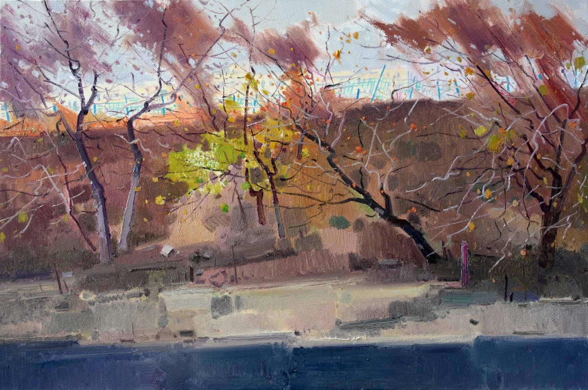 Impressionistic Landscape Acrylic Painting By Jianzhe Chon, 35 X 24, Forrest 229, Original Artwork