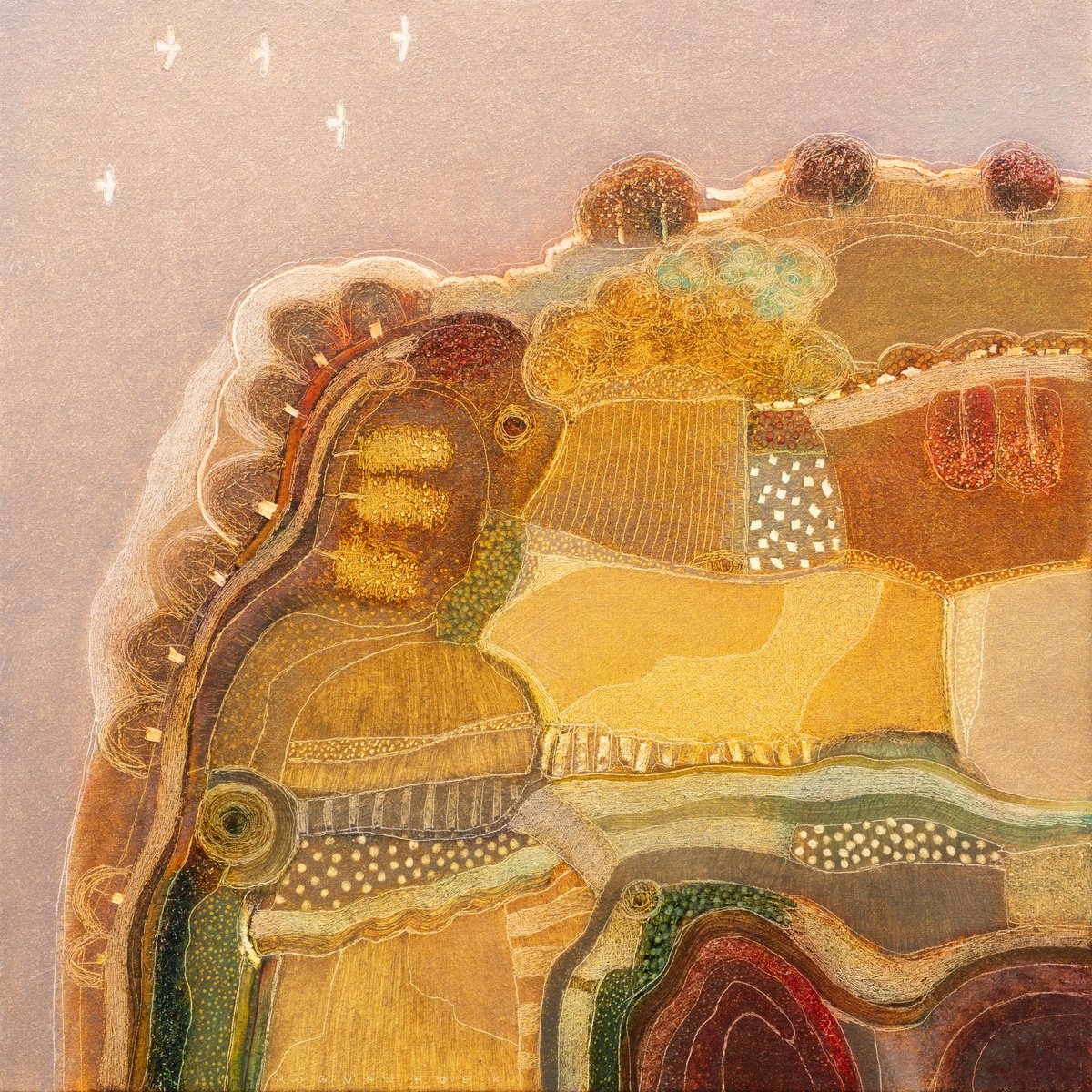 Landscape Oil Painting By Rob Van Hoek, 29 X 29", Flying High .., Original Artwork