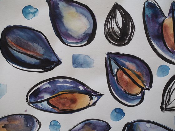 Simple sketch with mussels