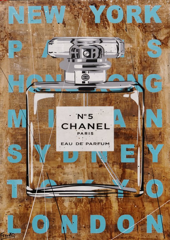 Chanel Teal 140cm x 100cm Chanel Book Page Urban Pop Art