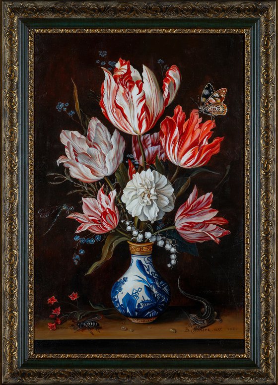 Still Life of Tulips in Vase