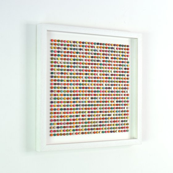 Seven Hundred and Twenty Nine 3D Painted Dots with Gold Original Painting