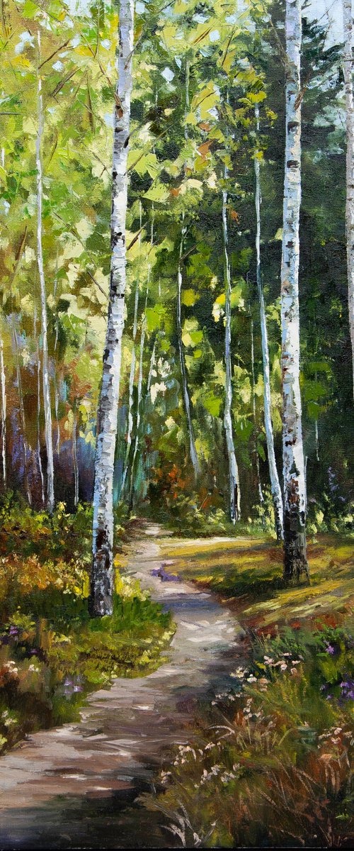 Autumn Forest Oil Painting Original Art Fall Landscape 26 x 34 by Tetiana Vysochynska