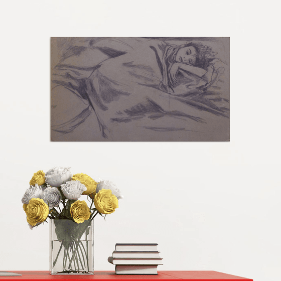 Sleeping Beauty, pencil on cardboard 55x32 cm