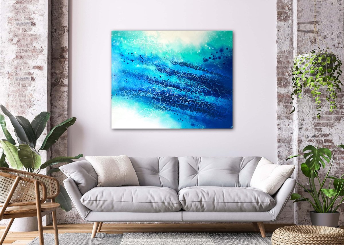 Organic Abstract Acrylic Painting By Shaylen Broughton, 50 X 40", Atlantis, Original Artwork