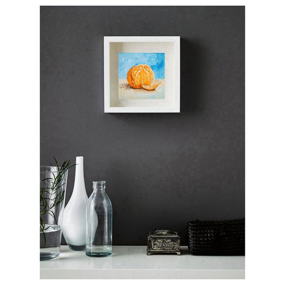 Tangerine Painting Orange Fruit Original Art Citrus Wall Art Kitchen Artwork