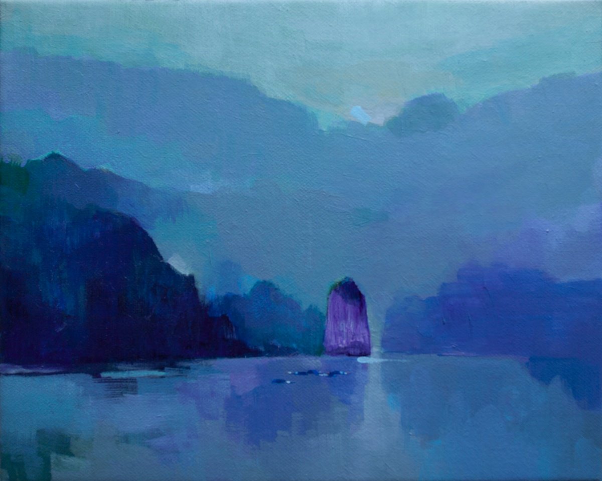 Expressive Landscape Acrylic Painting By The Khanh Bui, 20 X 16", Morning Dew, Original Artwork