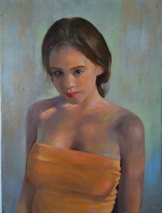 Young girl 33x44cm ,oil/canvas, impressionistic figure