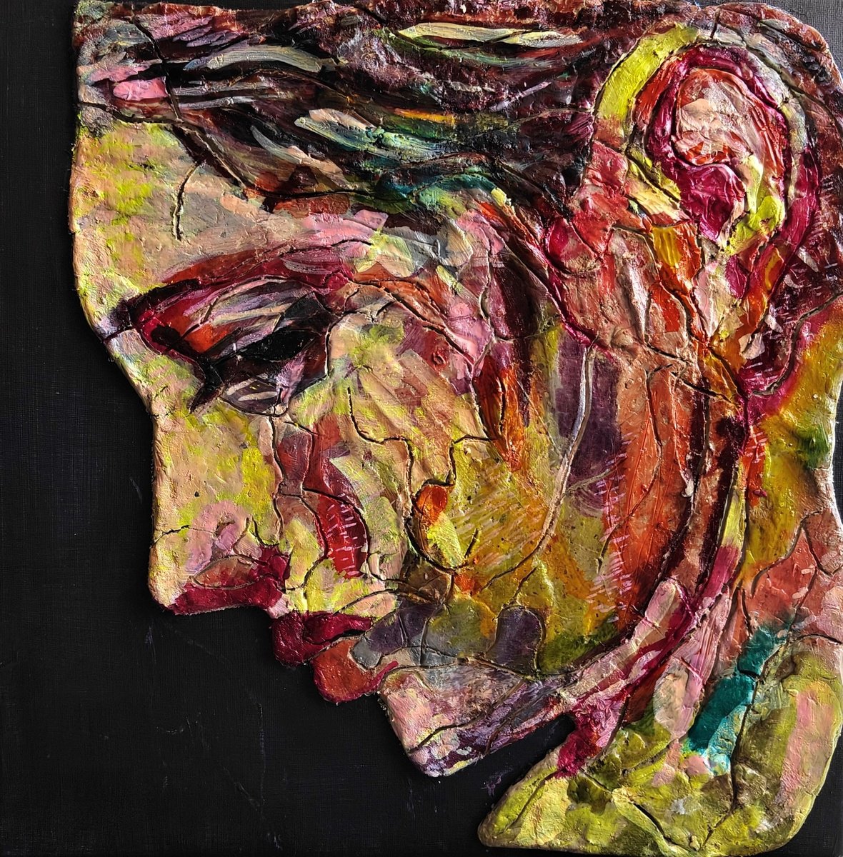 Expressive Painting , No. 4 Eyes Closed By Mieke Van Os, 12 X 12, Artwork For Sale On Artfinder