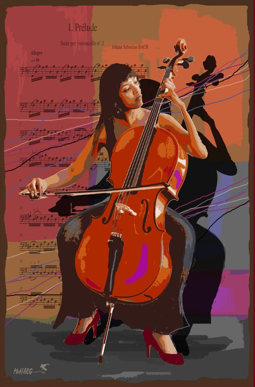 BACH CELLO SUITE #1   33"X51" by Joe McHarg