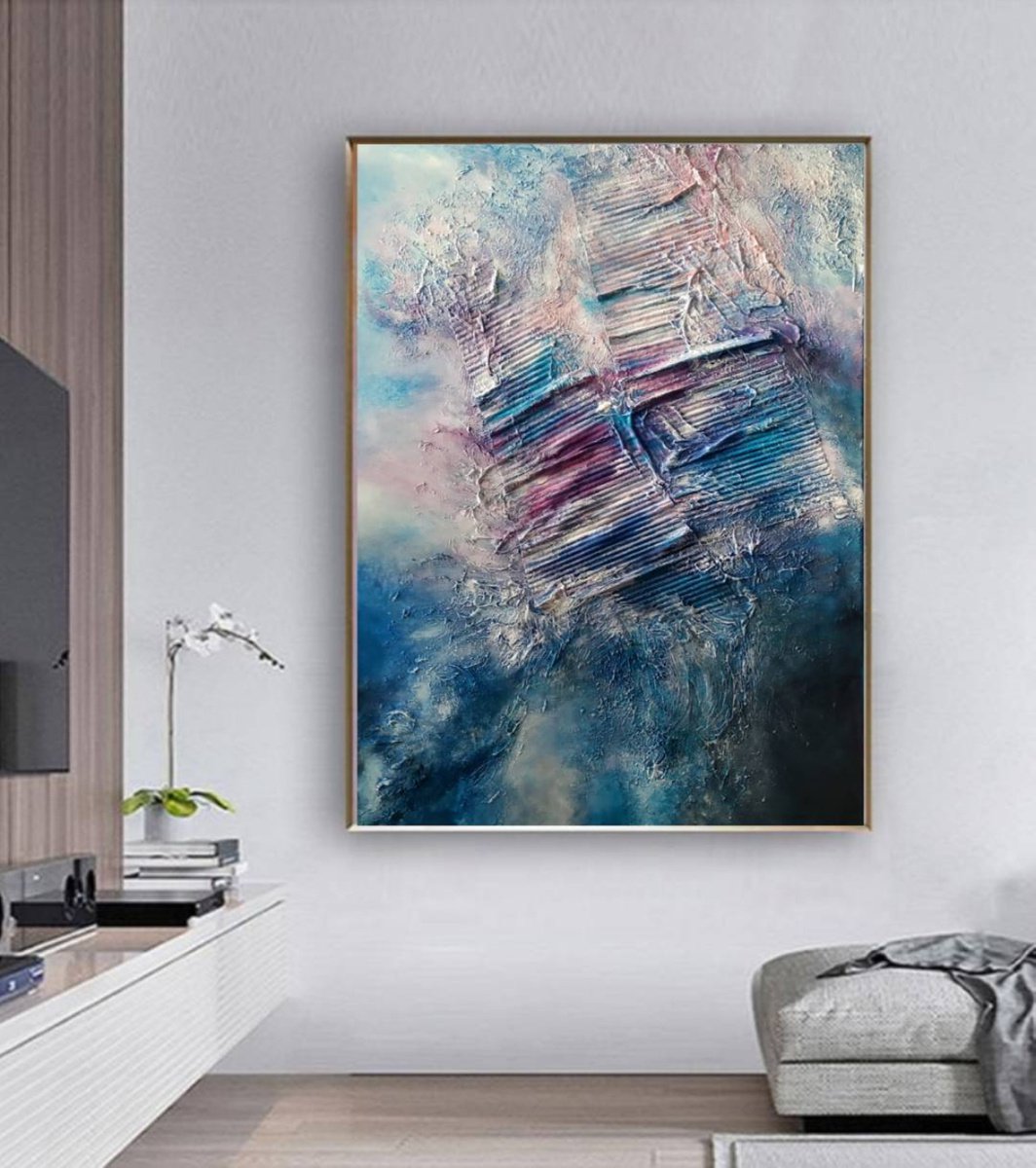 Purple swept away 70x100cm Abstract Textured Painting by Alexandra Petropoulou
