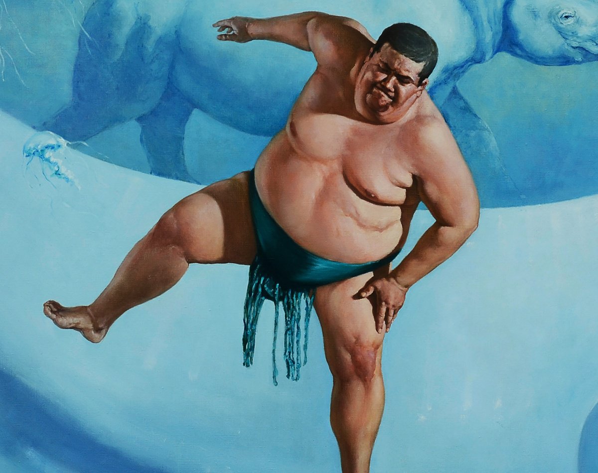 Urban And Pop Portrait Giclee Print By Oleg Kateryniuk, 28 X 20", White Rhinoceros, Original Artwork