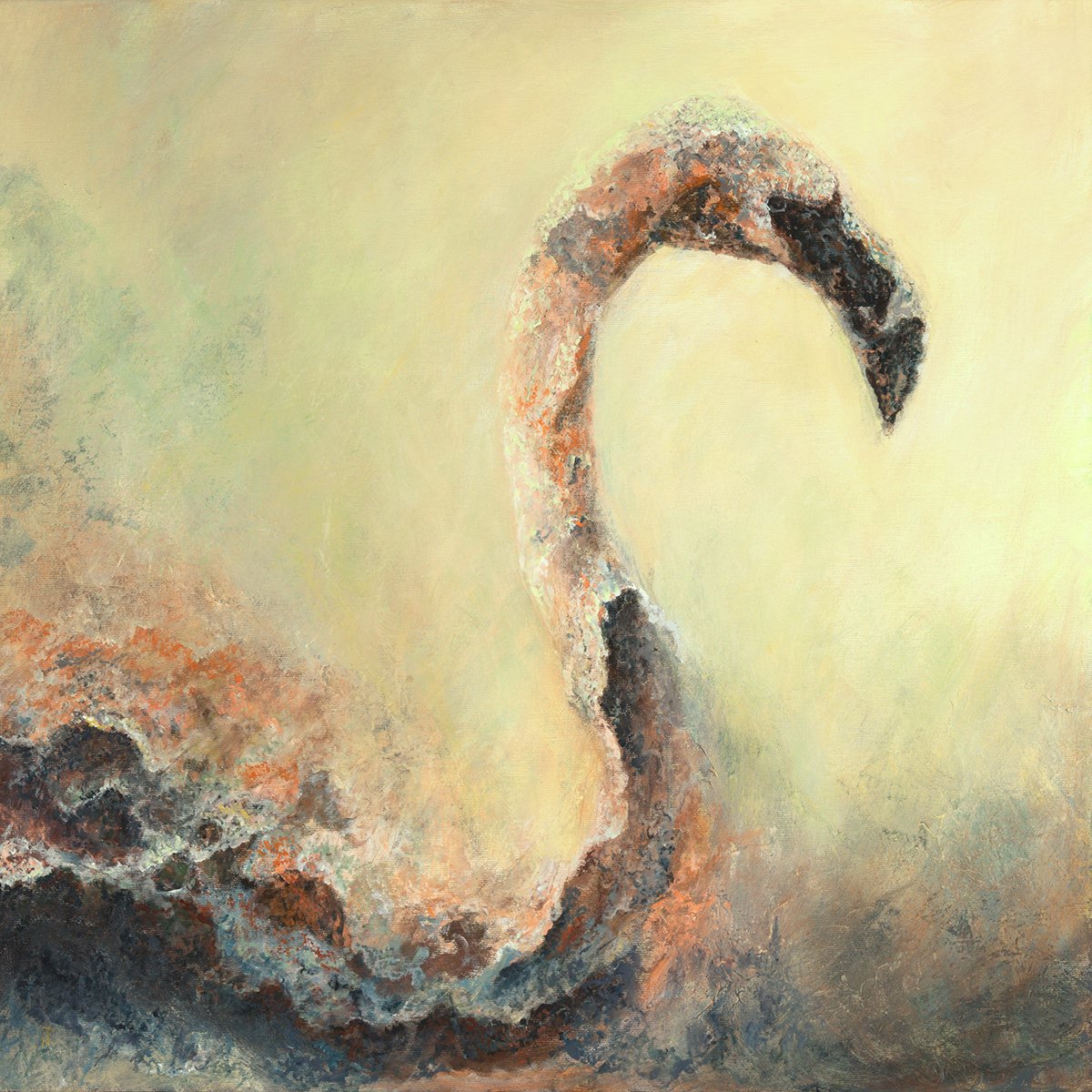 Surrealistic Animal Acrylic Painting By Nikolina Petolas, 24 X 24", Flamingo Dreams, Original Artwork