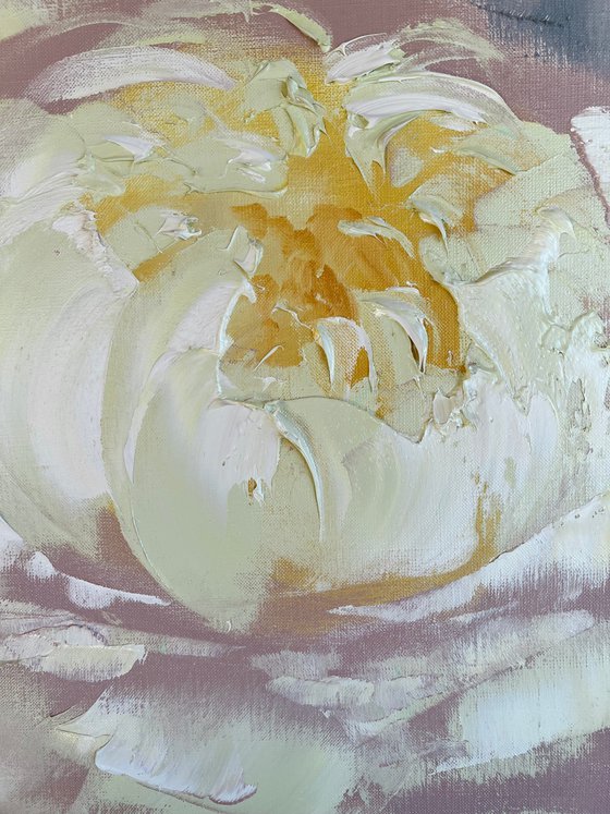 Creamy dreams 3 - yellow flowers, gentle peony, abstract flowers set