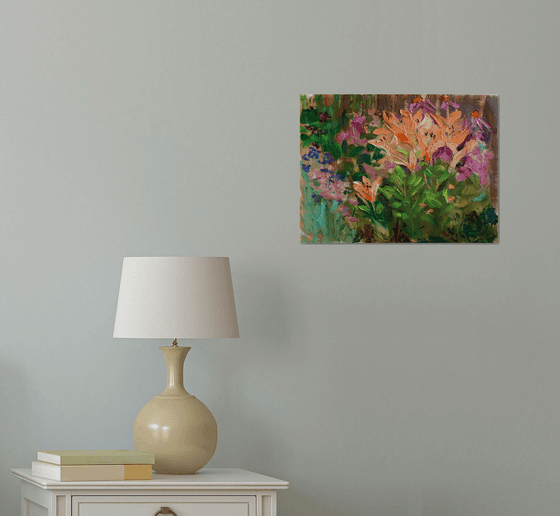 Lilies in the garden I /  ORIGINAL OIL PAINTING