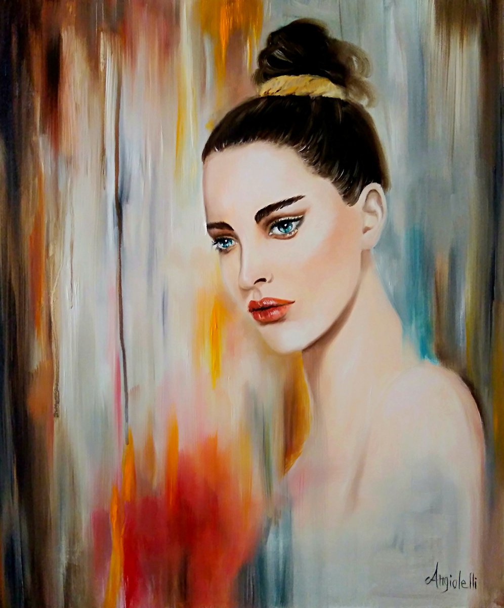 Photorealistic Portrait Oil Painting By Anna Rita Angiolelli, 20 X 24, Portrait, Original Artwork