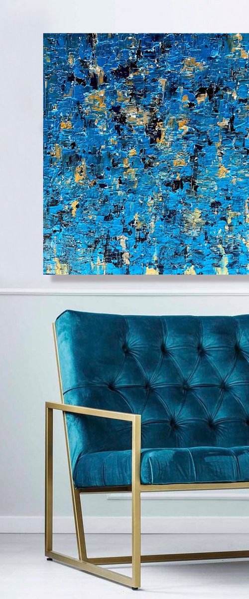 The Blue Sound - TEXTURED ABSTRACT ART – MODERN PAINTING. READY TO HANG! by Julijana Ravbar